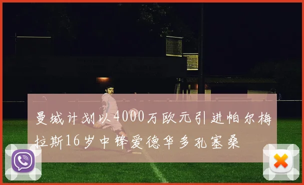 曼城计划以4000万欧元引进帕尔梅拉斯16岁中锋爱德华多孔塞桑