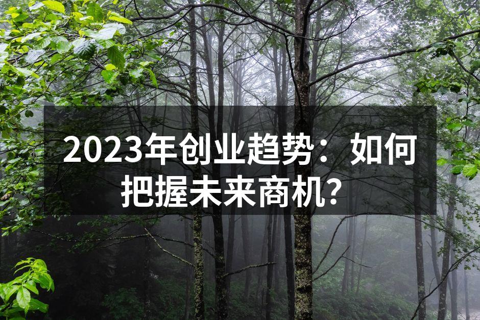 2023年创业趋势：如何把握未来商机？
